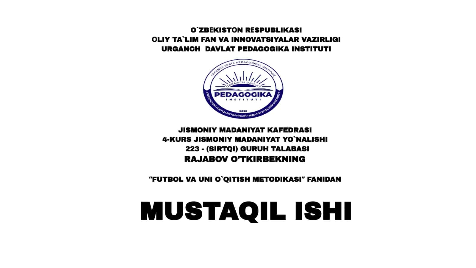 Mini fudbolda toʻpga zarba berish texnikasini oʻrgatish