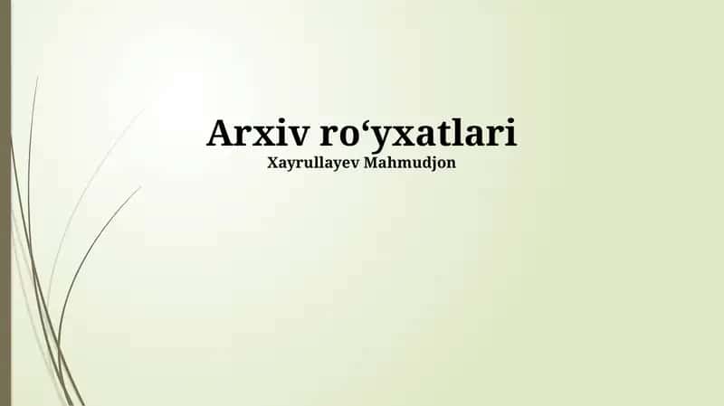 Arxiv Ro'yxatlari va ilmiy tadqiqotlar