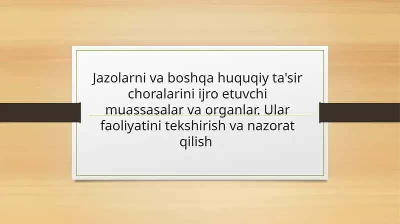 Jazolar va boshqa huquqiy ta'sir choralarini ijro etuvchi muassasalar va organlar