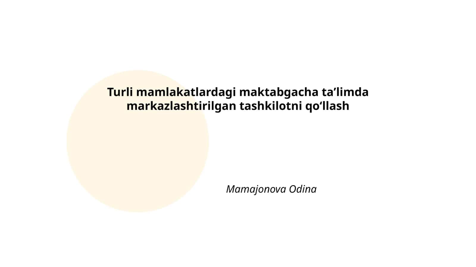 Maktabgacha ta'limda markazlashtirilgan tashkilotlarga oid matnlar