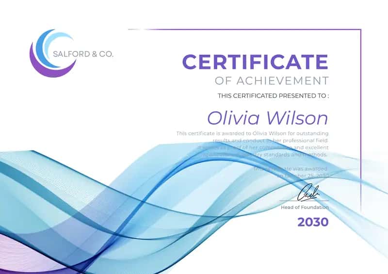 CERTIFICATE OF ACHIEVEMENT