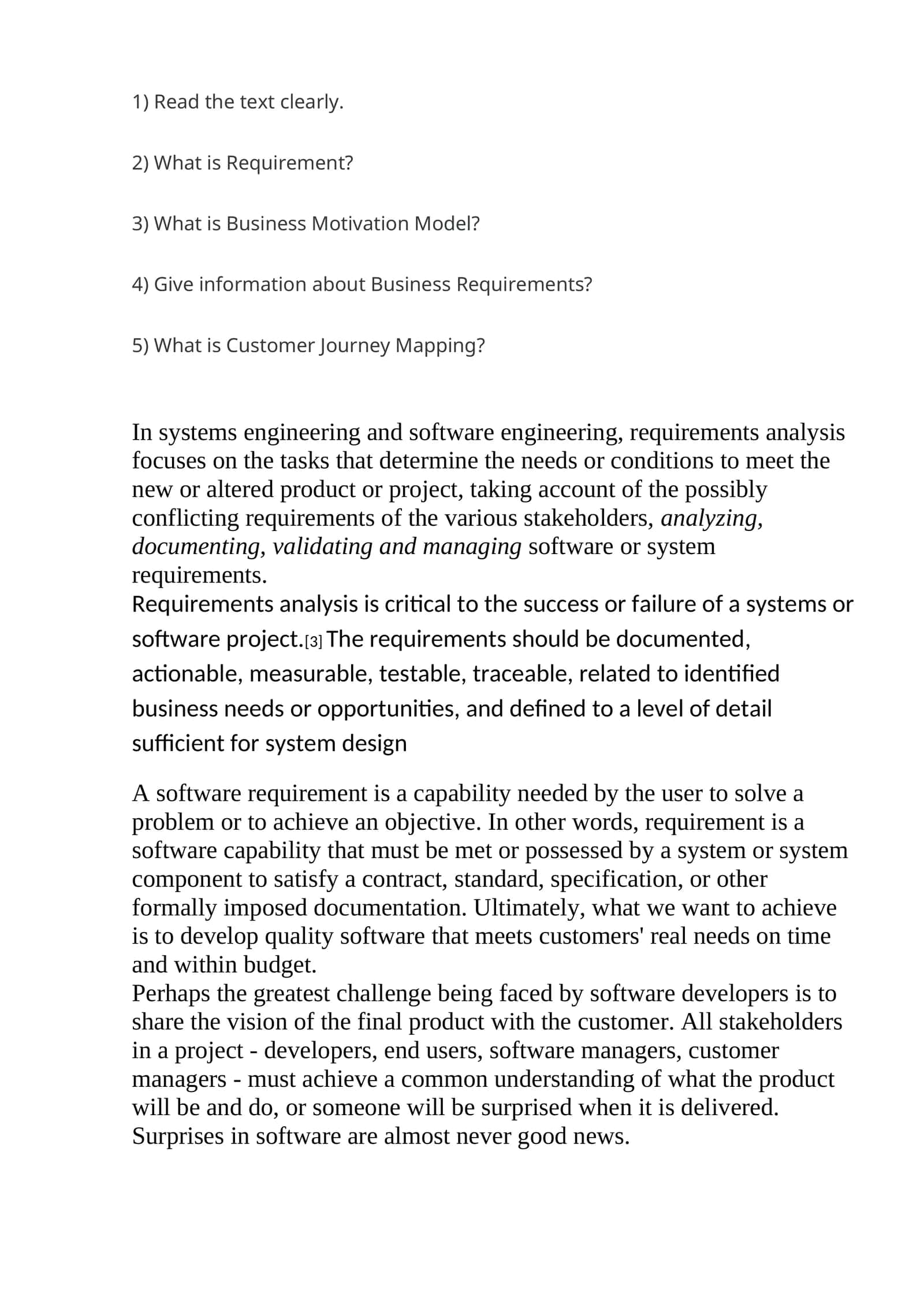What is Requirement?