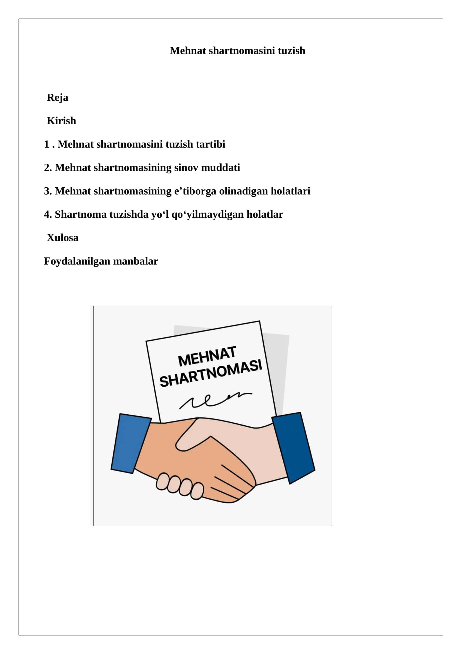 Mehmat shartnomasi tuzish