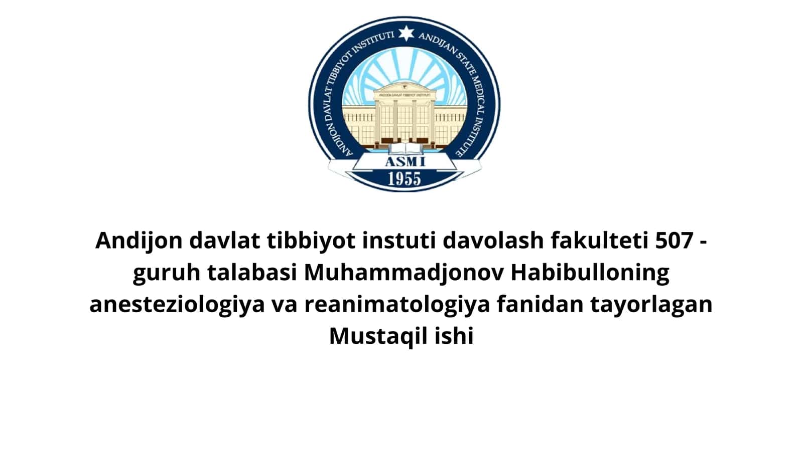 Mustaqil ish - Kardiostimulyatsiya tushunchasi usullari va uni qo'llash ko'rsatmalari