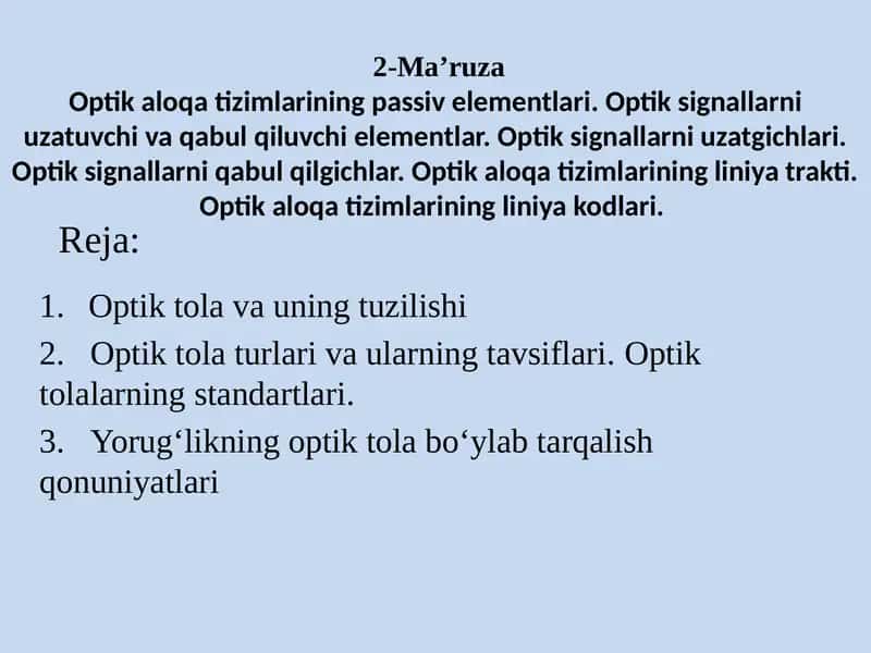 Optik aloqa tizimlari