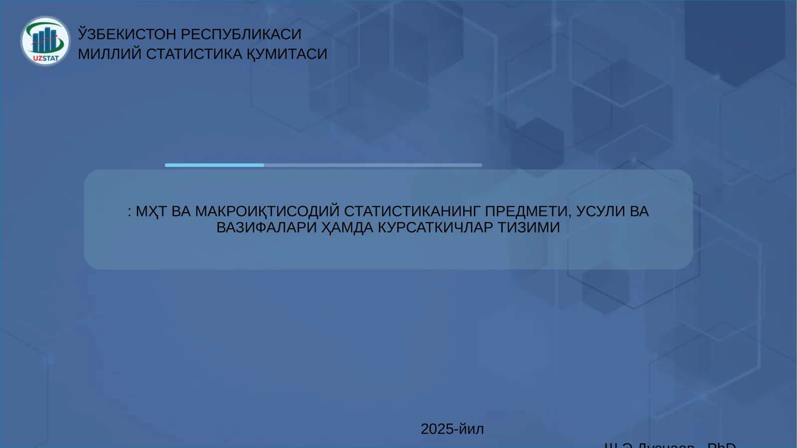 МҲТ ВА МАКРОИҚТИСОДИЙ СТАТИСТИКАНИНГ ПРЕДМЕТИ, УСУЛИ ВА ВАЗИФАЛАРИ ҲАМДА КУРСАТКИЧЛАР ТИЗИМИ