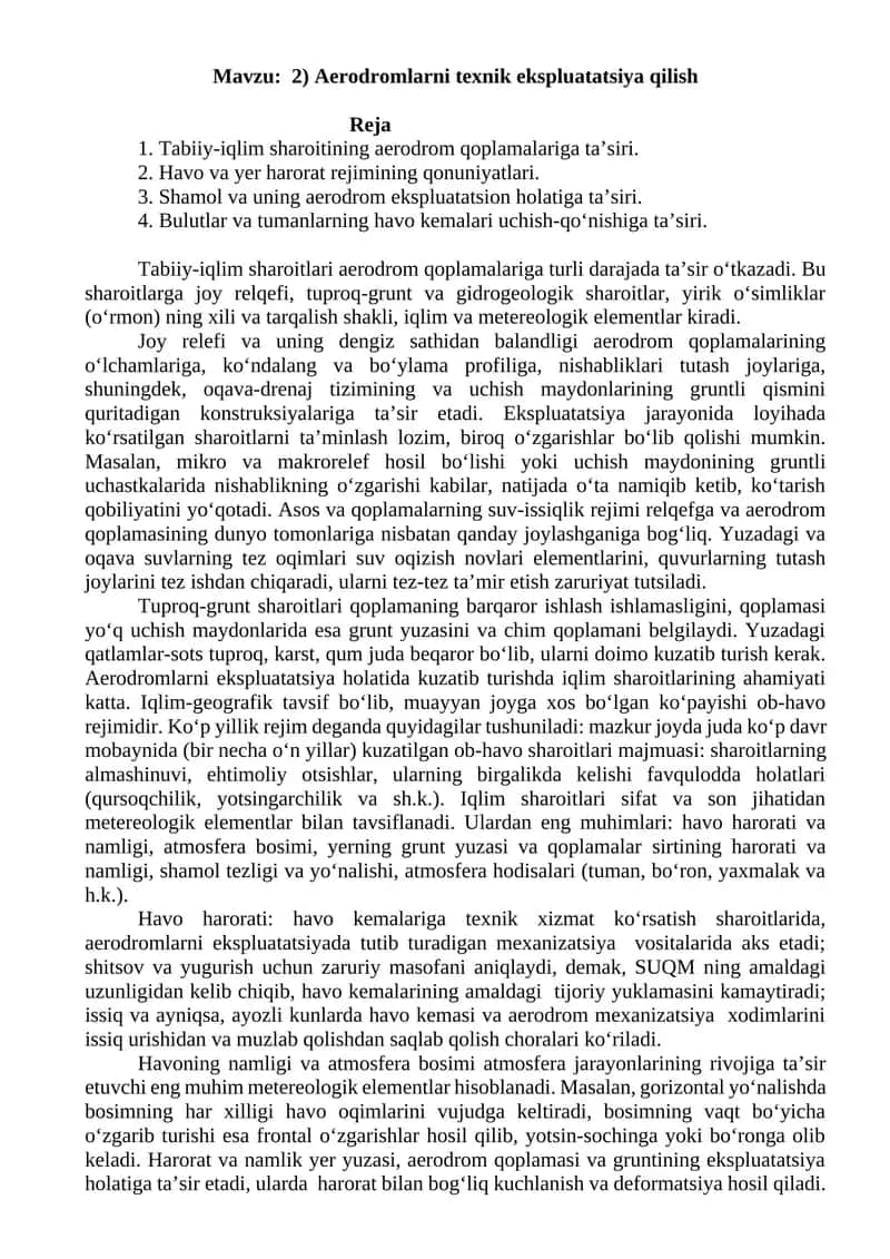 Aerodromlarni texnik ekspluatatsiya qilish