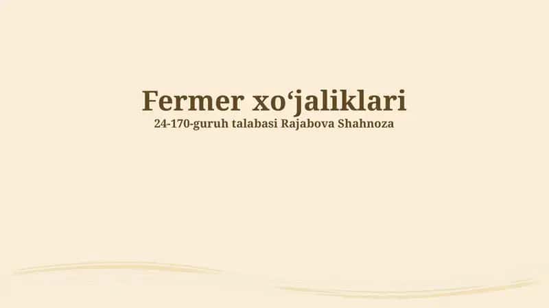 Fermer xo'jaliklari