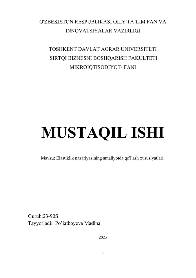 Elastiklik nazariyasining amaliyotda qo'llash xususiyatlari