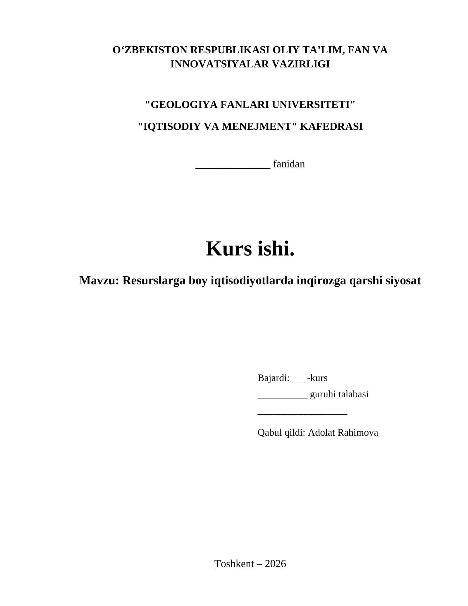 Resurslarga boy iqtisodiyotlarda inqirozga qarshi siyosat