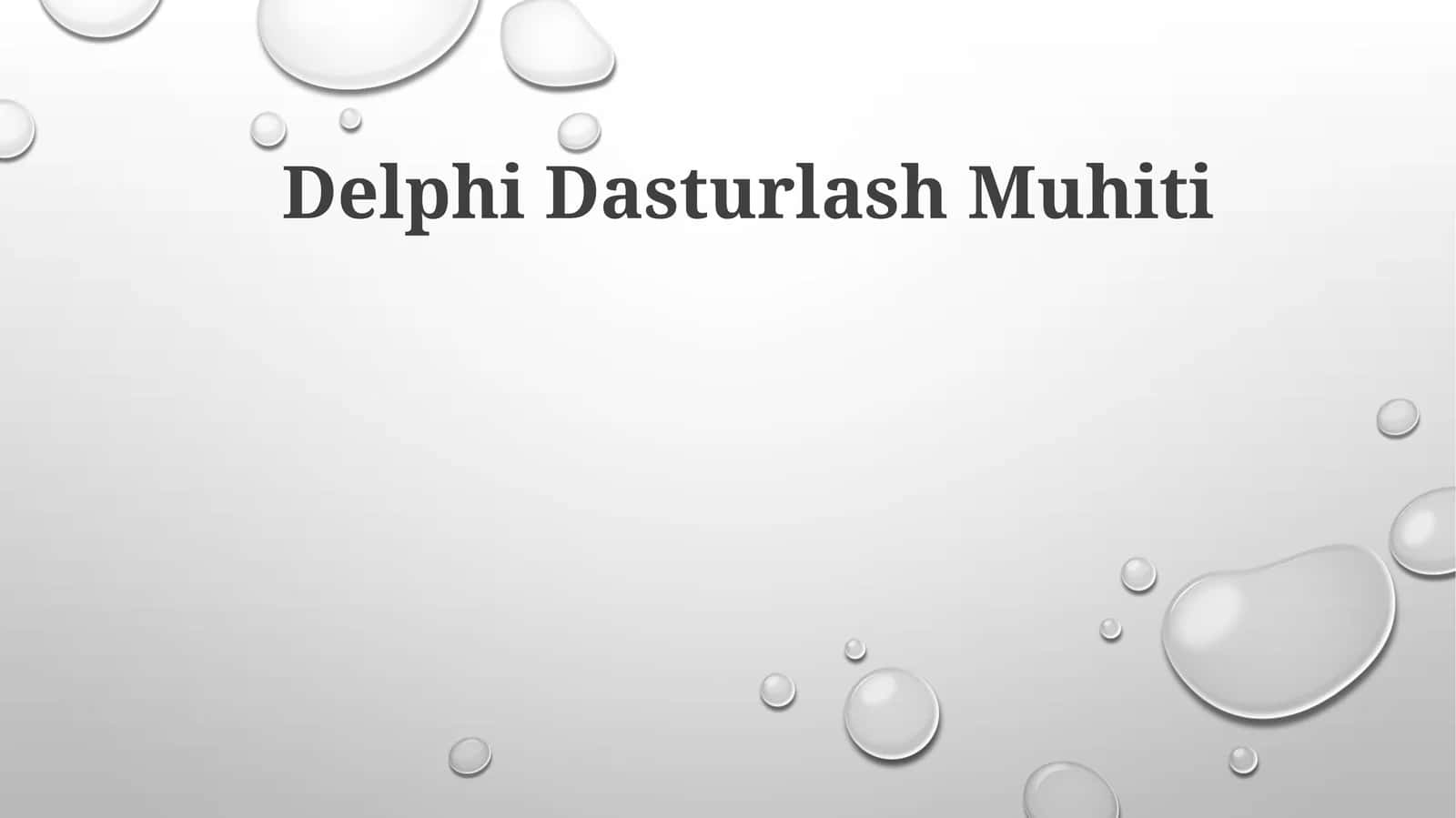 Delphi Dasturlash Muhiti
