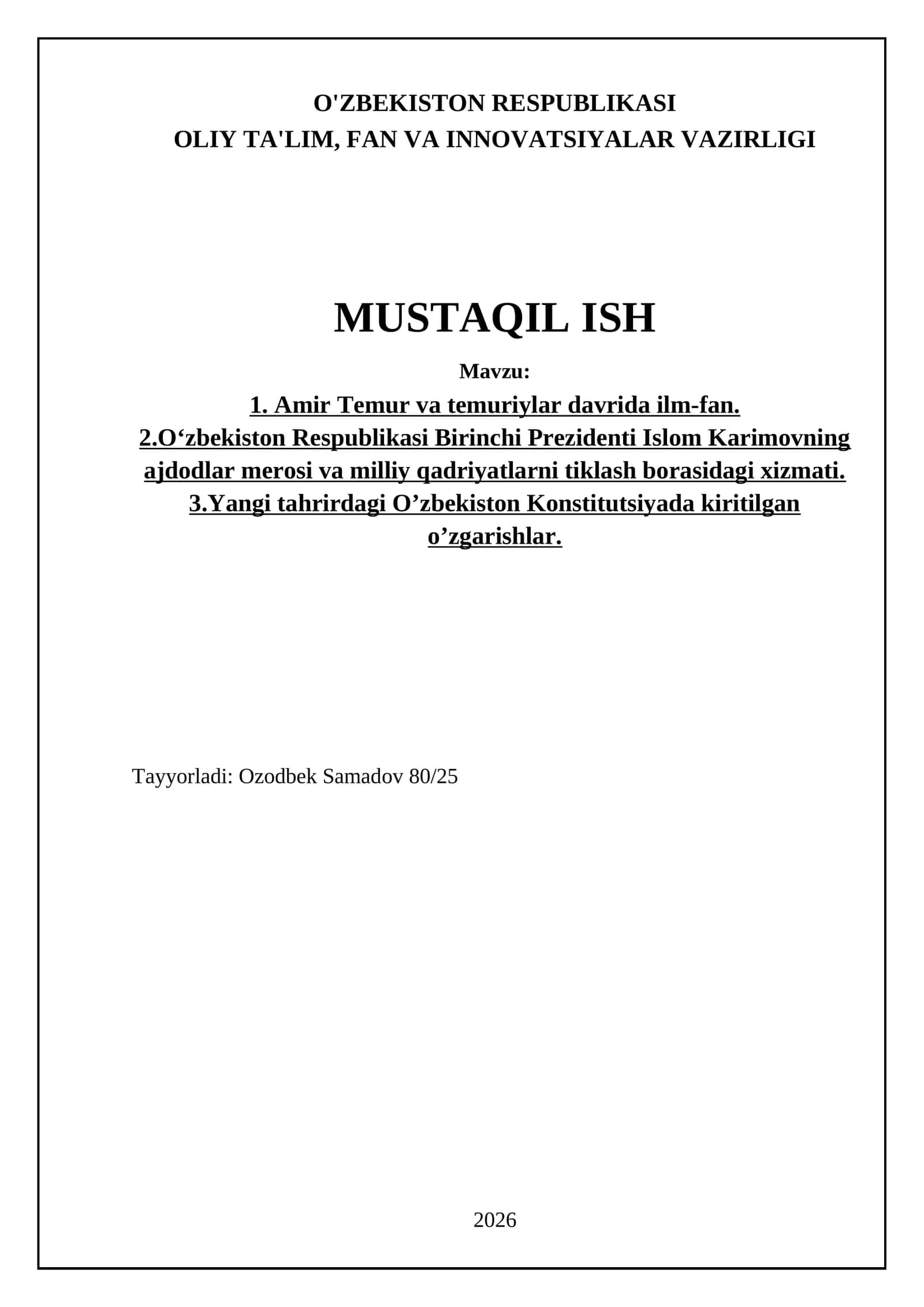 Amir Temur va temuriylar davrida ilm-fan