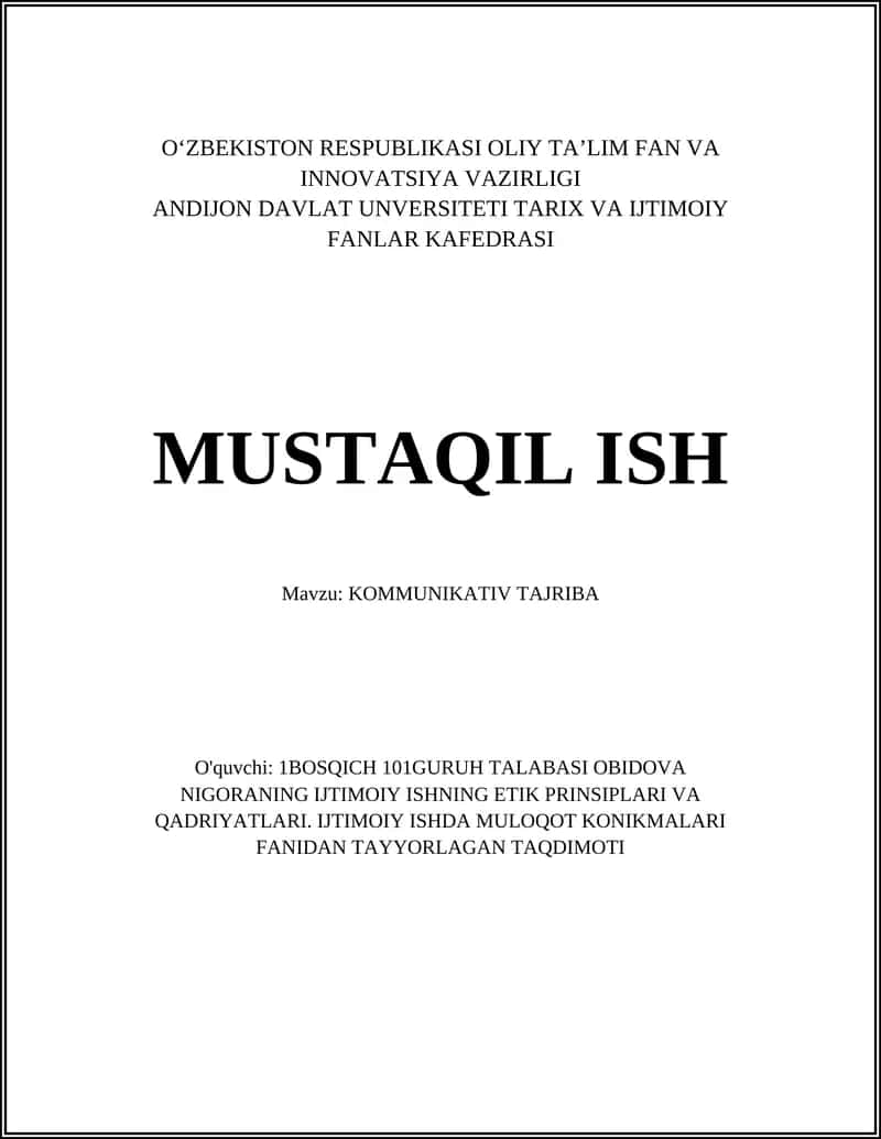 KOMMUNIKATIV TAJRIBA