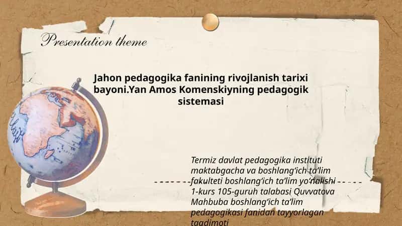Jahon pedagogika fanining rivojlanish tarixi bayoni