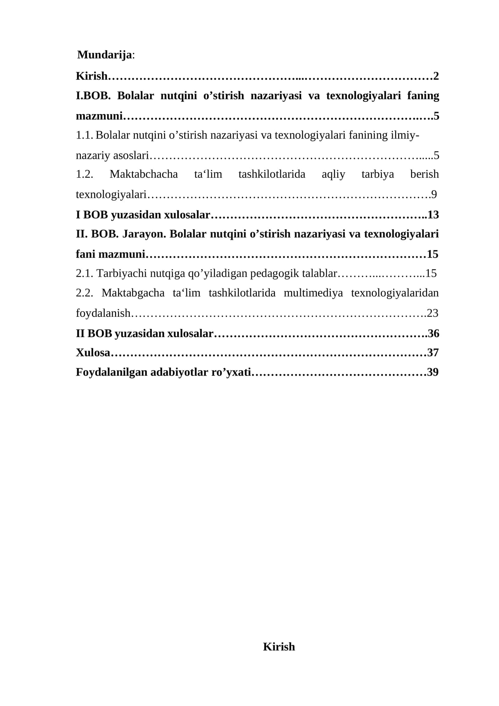 Bolalar nutqini o’stirish nazariyasi va texnologiyalari