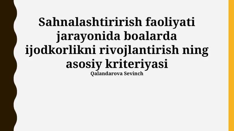 O'yin orqali ijodkorlikni rivojlantirish