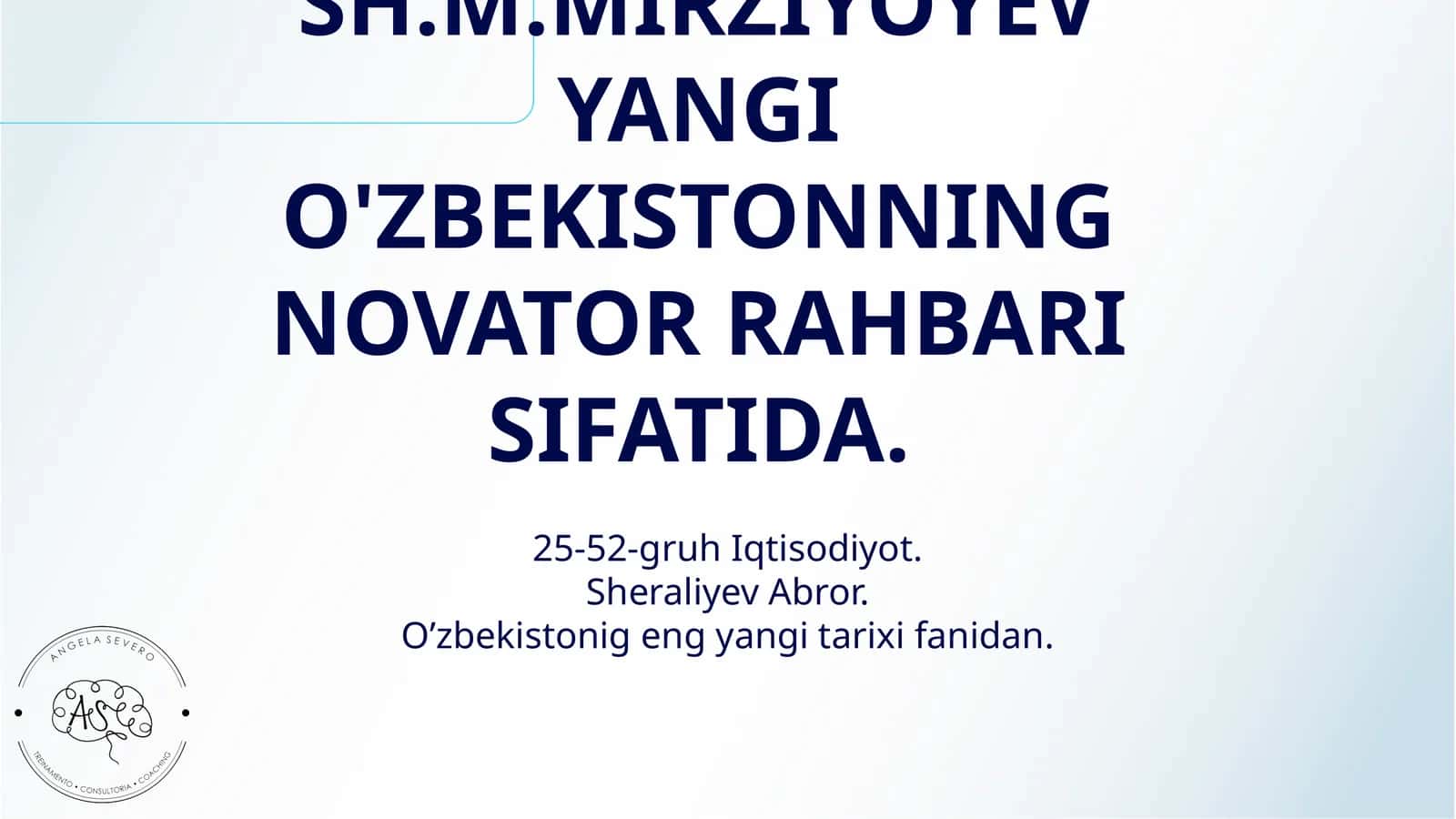 O'ZBEKISTON RESPUBLIKASI PREZIDENTI SH.M.MIRZIYOYEV YANGI O'ZBEKISTONNING NOVATOR RAHBARI SIFATIDA