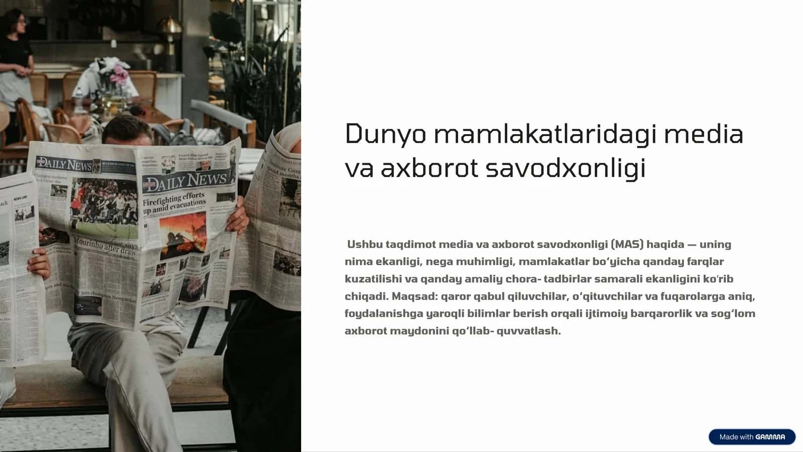 Dunyo mamlakatlaridagi media va axborot savodxonligi