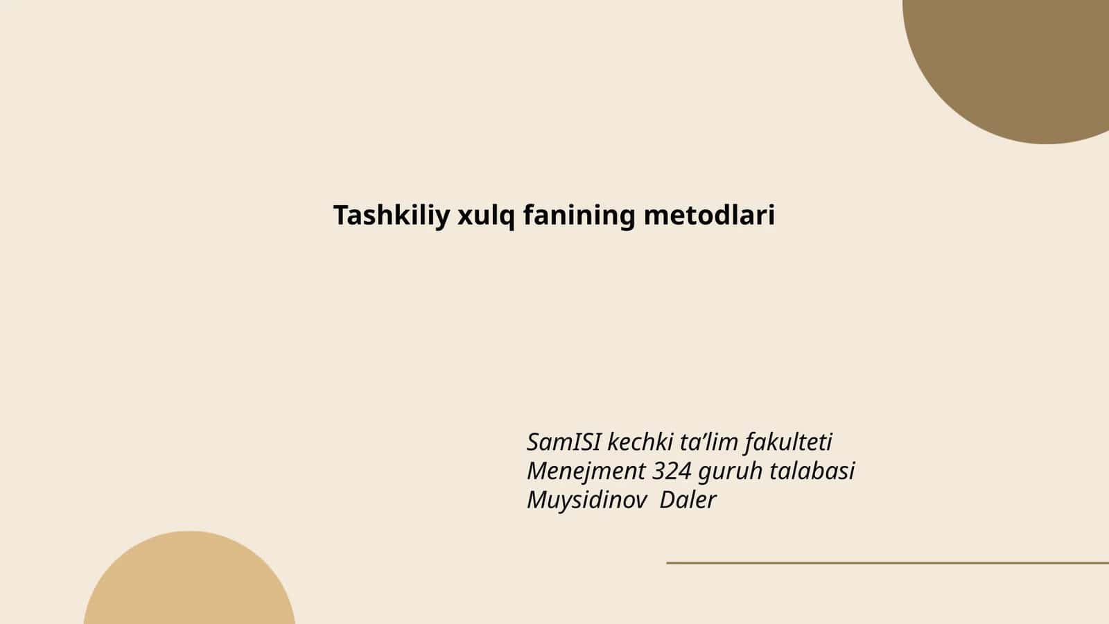 Tashkiliy xulq fanining metodlari