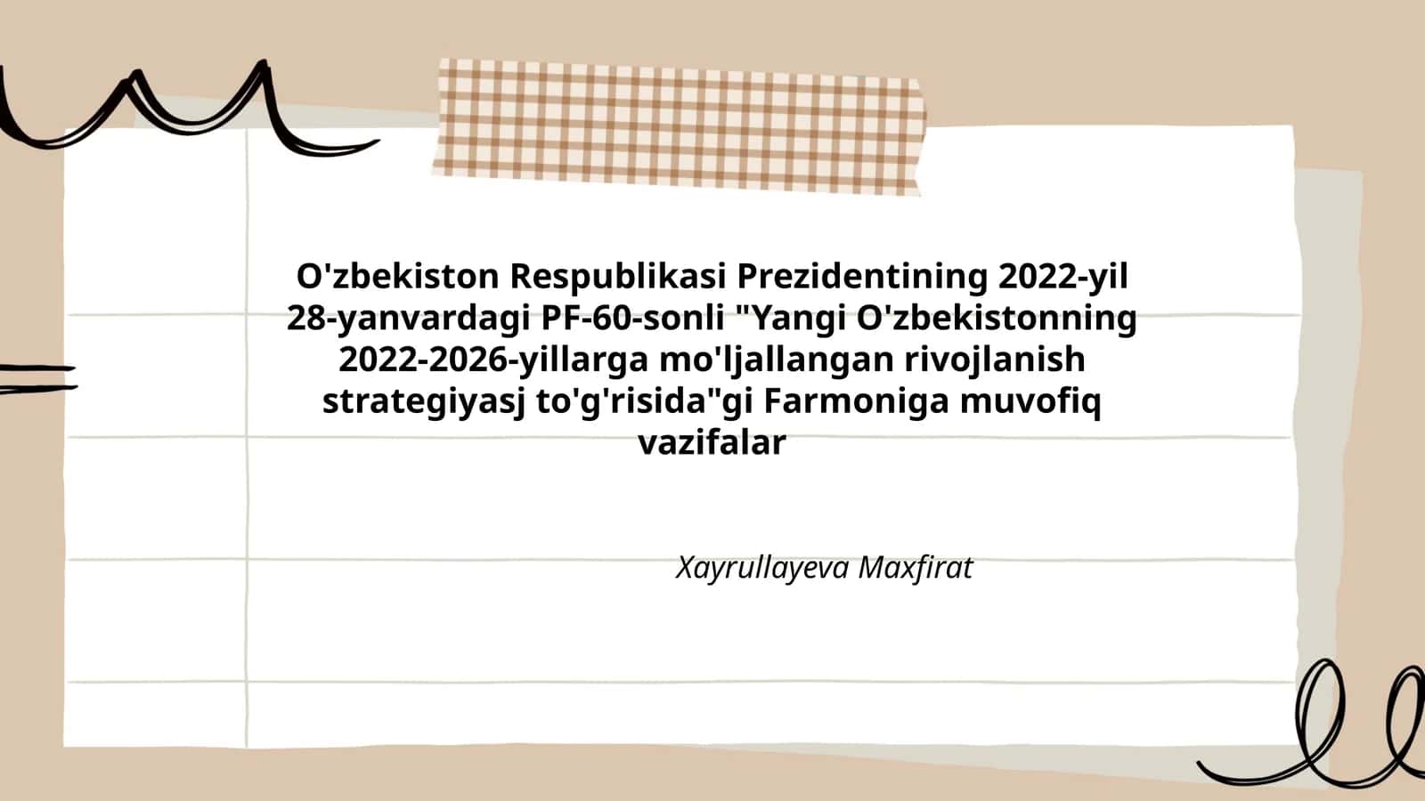 Yangi O'zbekistonning 2022-2026-yillarga mo'ljallangan rivojlanish strategiyasi