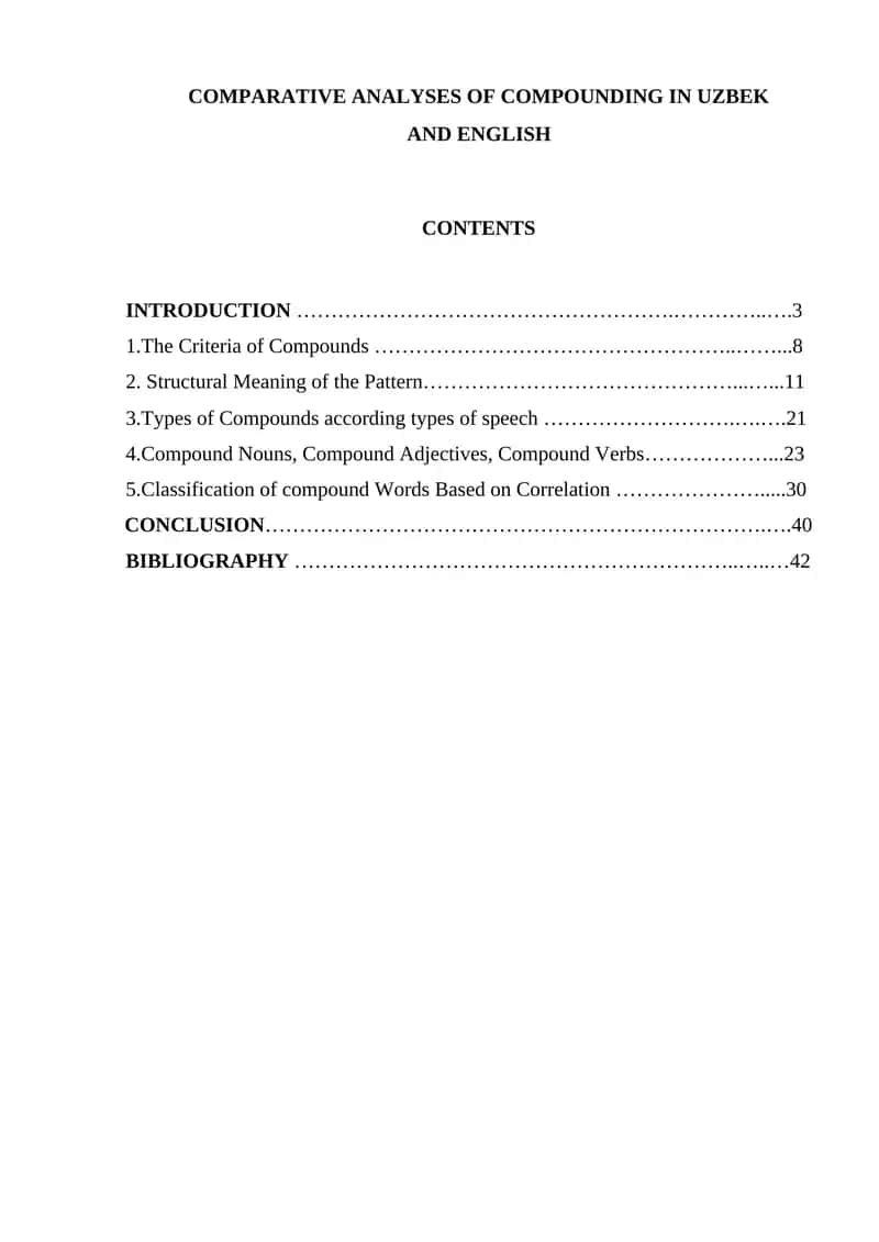 Comparative Analyses of Compounding in Uzbek and English