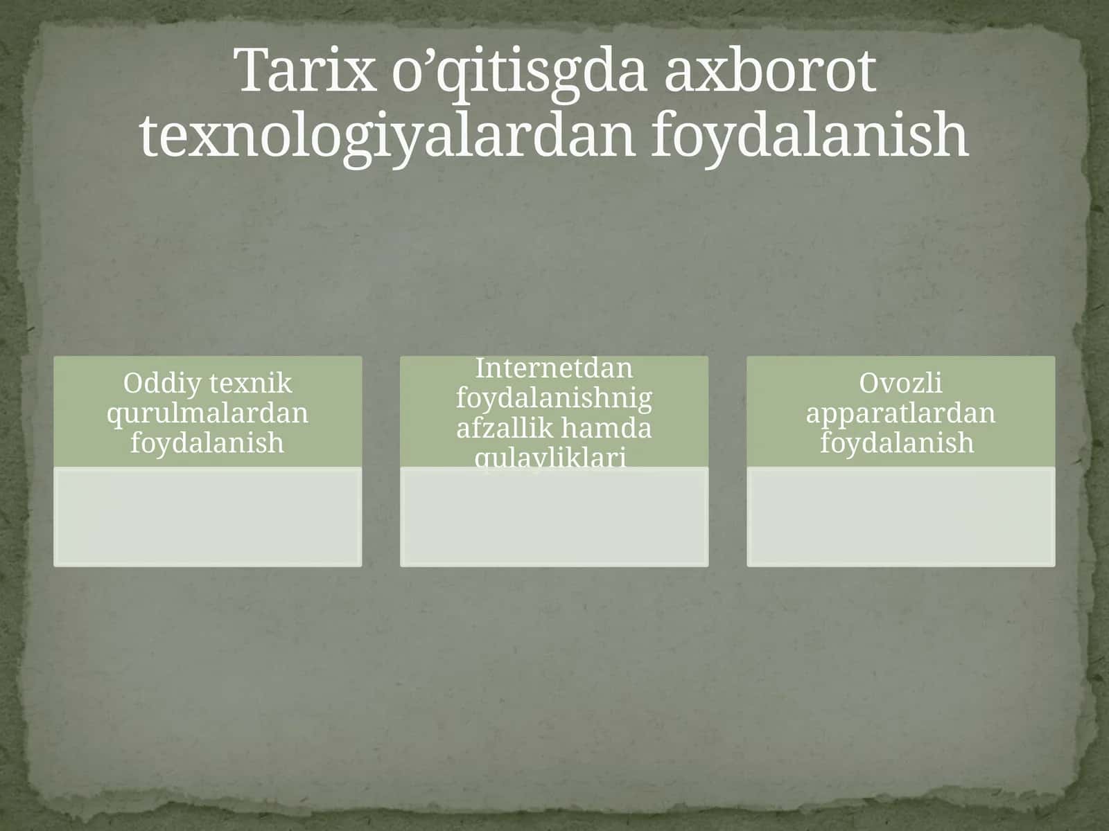 Tarix o’qitishda axborot texnologiyalardan foydalanish