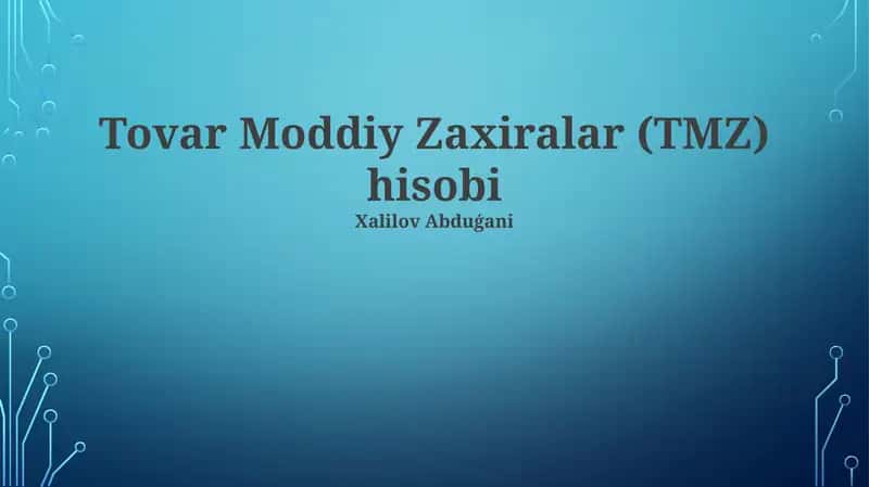 Materiallar Zahiralari Hisobi (MZX)