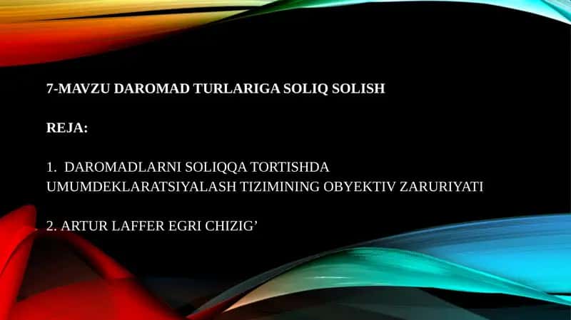 Daromad turlariga soliq solish