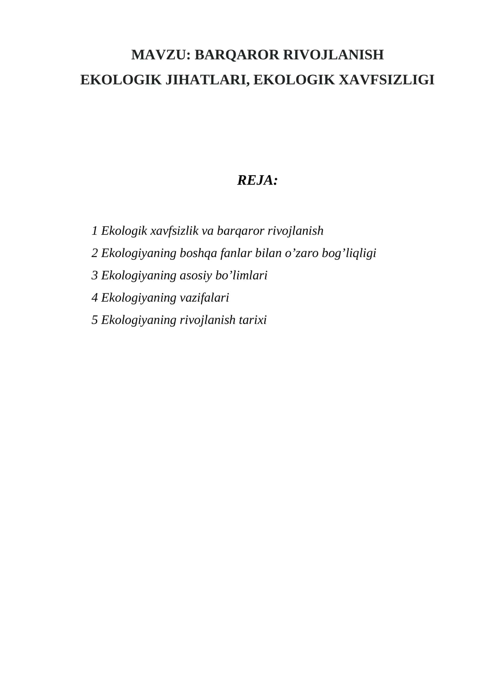 BARQAROR RIVOJLANISH
