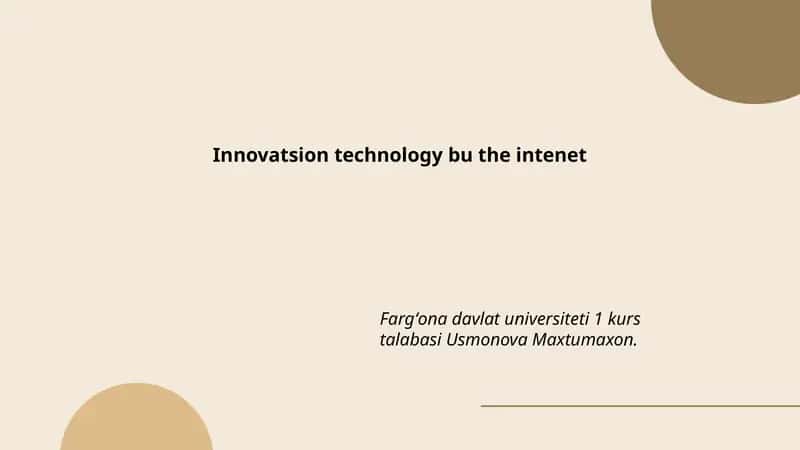 Innovatsion technology bu the intenet