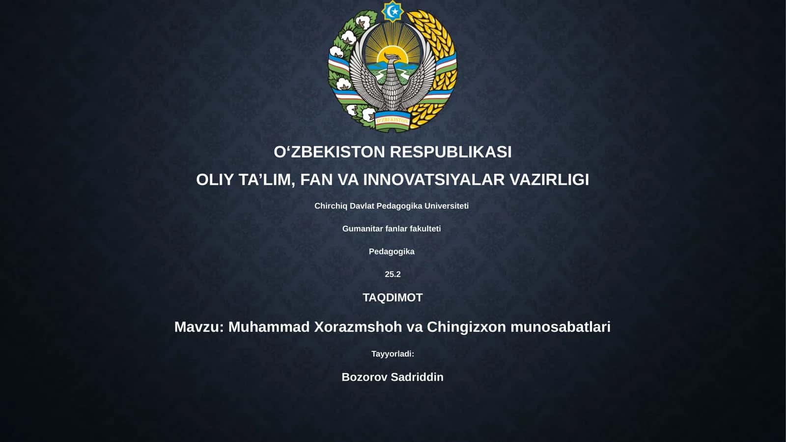 Muhammad Xorazmshoh va Chingizxon munosabatlari