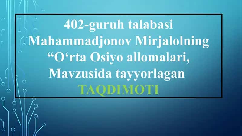 O‘rta Osiyo allomalarining geometrik izlanishlari