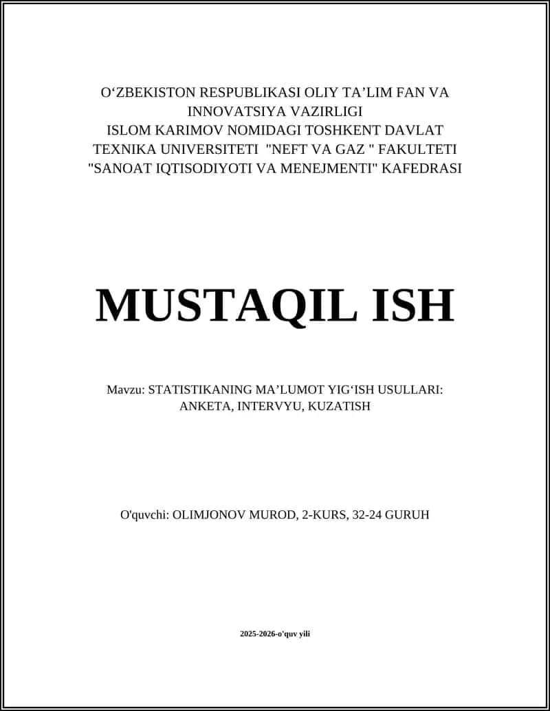 Anketa: ta'rifi va asosiy turlari