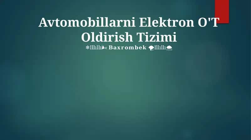 Avtomobillarni Elektron O'T Oldirish Tizimi