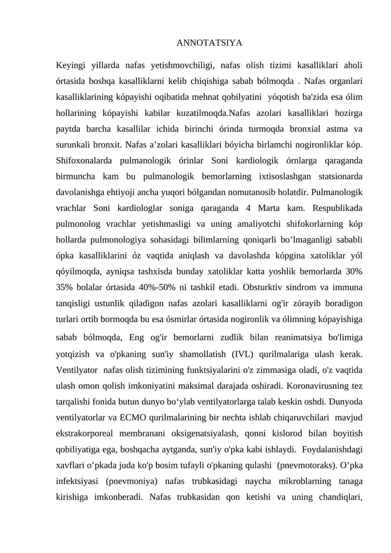 Nafas organlari kasalliklari