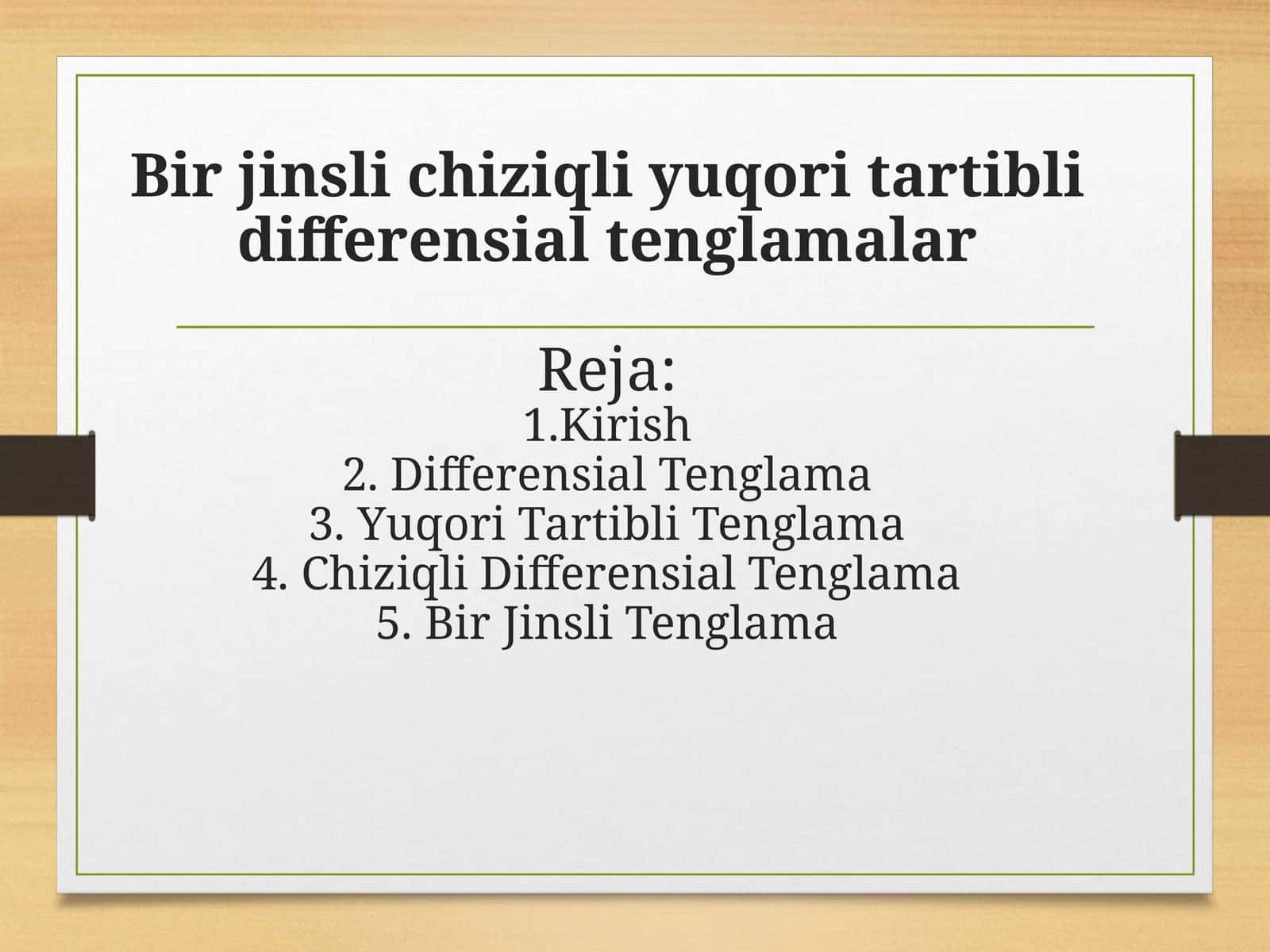 Bir jinsli chiziqli yuqori tartibli differensial tenglamalar