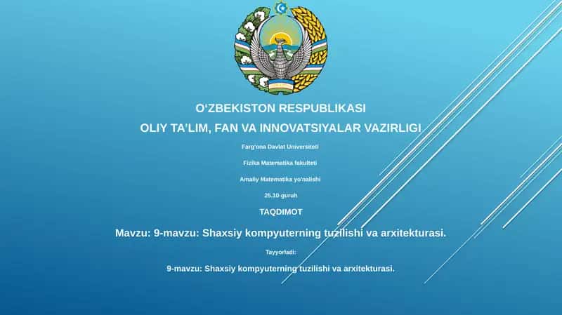 Shaxsiy kompyuterning tuzilishi va arxitekturasi