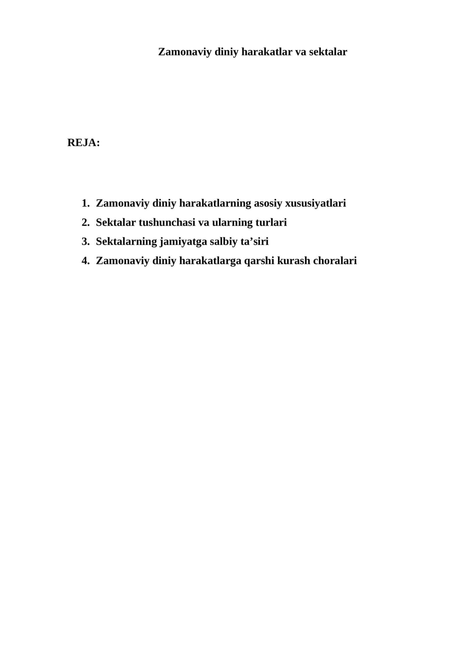Zamonaviy diniy harakatlar va sektalar