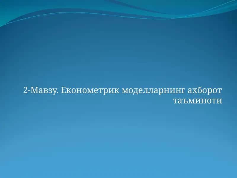 Економетрик моделларнинг ахборот таъминоти