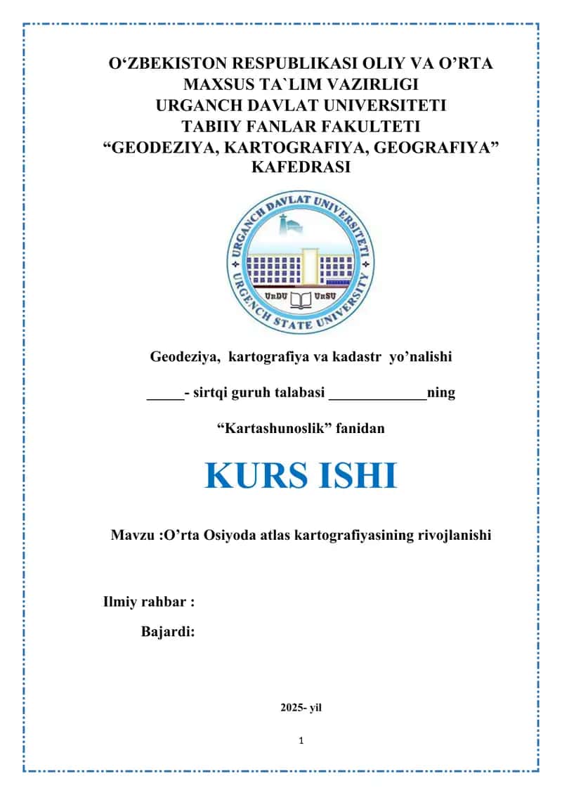 O’rta Osiyoda atlas kartografiyasi