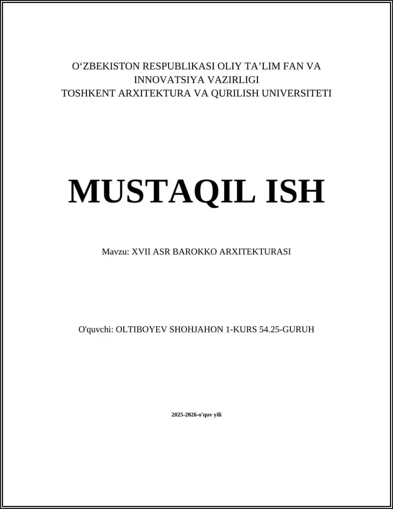 XVII ASR BAROKKO ARXITEKTURASI