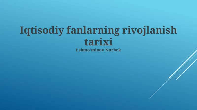 Iqtisodiy fanlarning rivojlanish tarixi