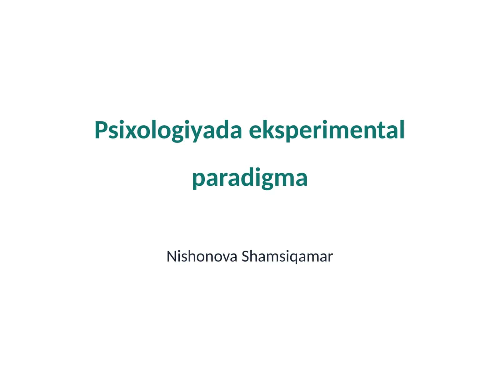 Psixologiyada eksperimental paradigma
