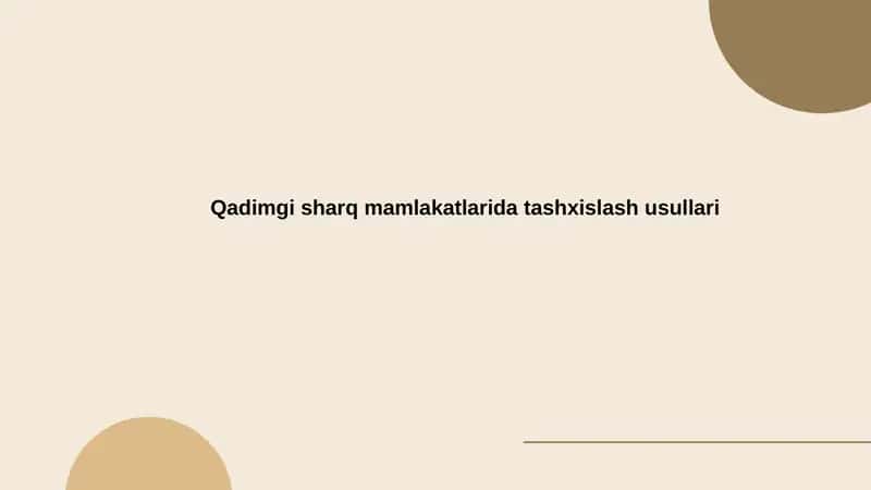 Qadimgi Misrda tashxislash usullari