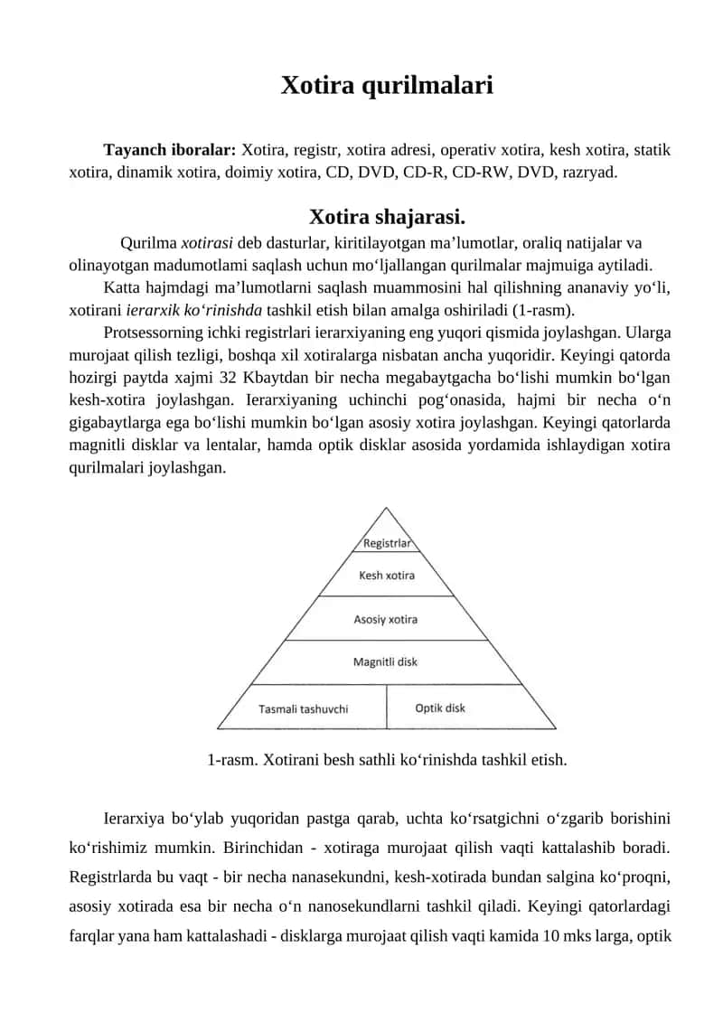Xotira qurilmalari