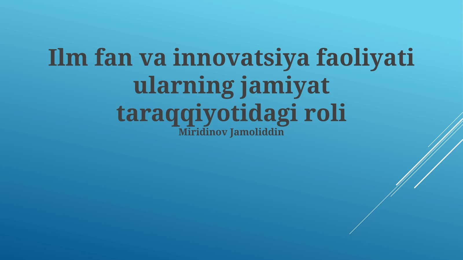 Ekologik muammolarni hal qilishda innovatsiyalar