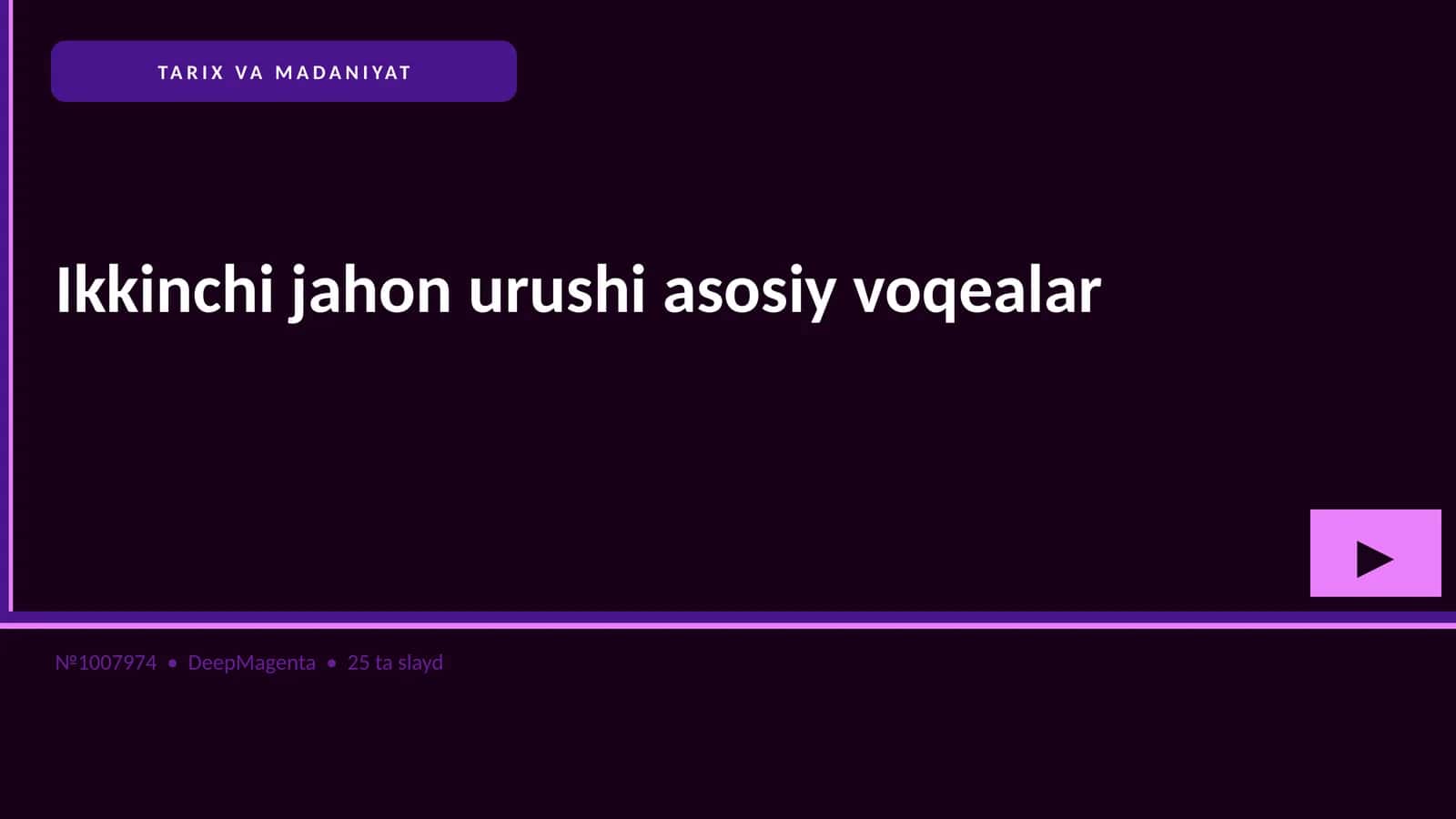 Ikkinchi jahon urushi asosiy voqealar