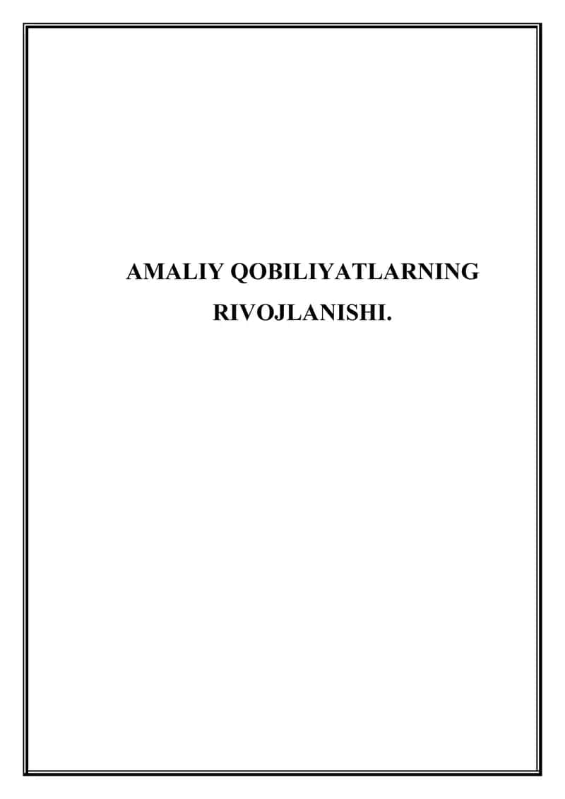 Amaliy qobiliyatlarning rivojlanishi