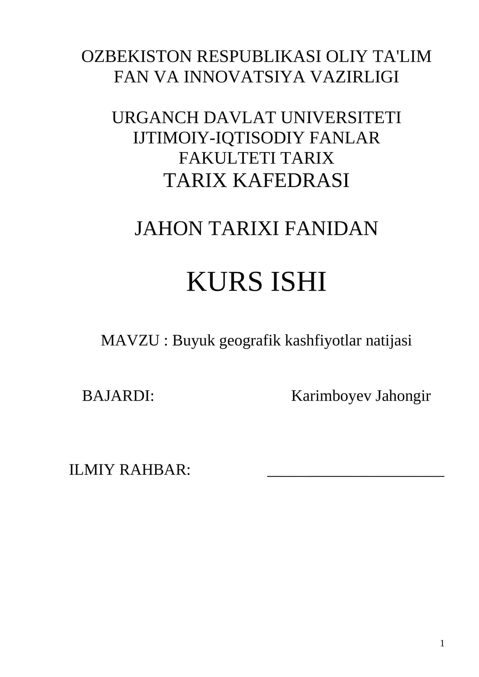 Buyuk geografik kashfiyotlar natijasi