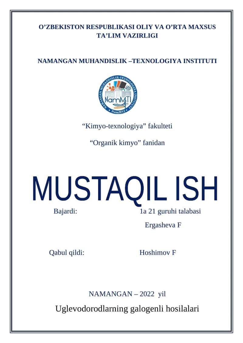Uglevodorodlarning galogenli hosilalari